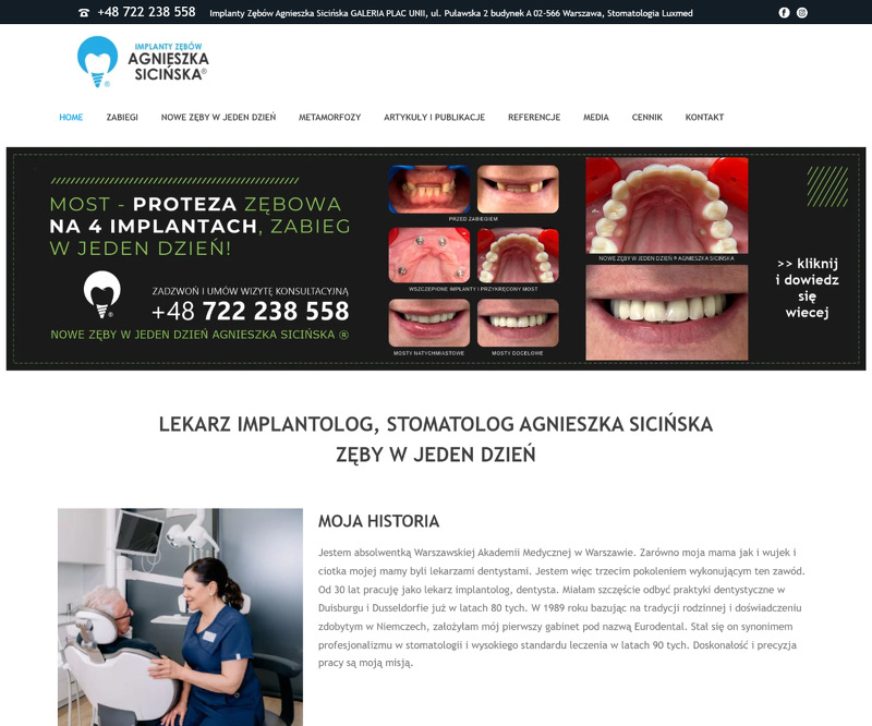 Strona www Stomatolog, Implantolog Agnieszka Sicińska