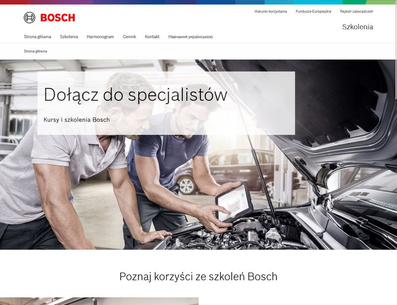 Strona www Centrum Szkoleniowe Techniki Motoryzacyjnej Bosch