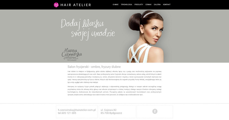Strona www Hair Atelier Hanna Czerwińska