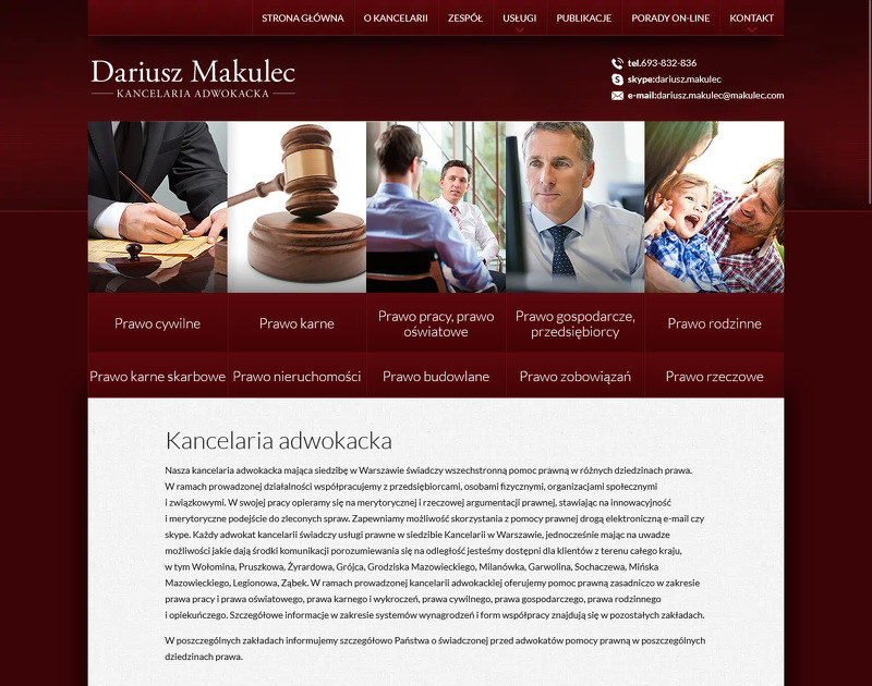 Strona www Adwokat Dariusz Makulec