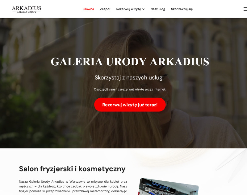 Strona www Galeria Urody Arkadius