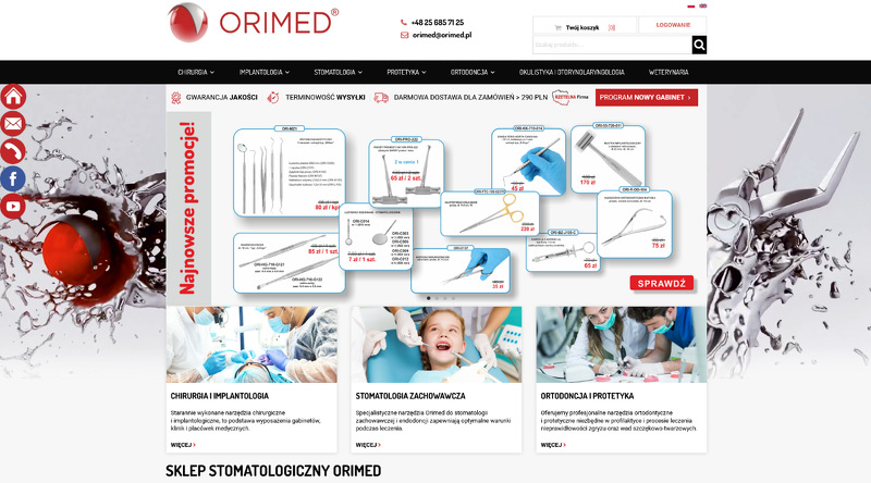Strona www Sklep stomatologiczny Orimed
