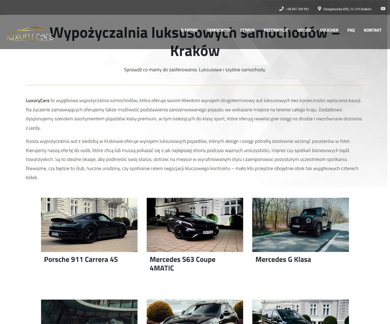 Strona www LuxuryCars.com.pl