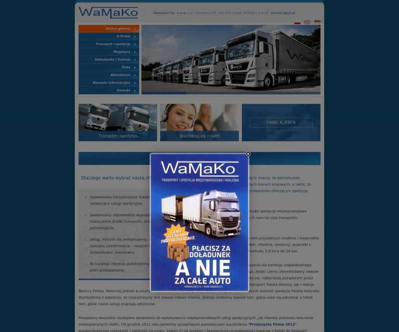 Strona www Wamako Sp. z o.o.