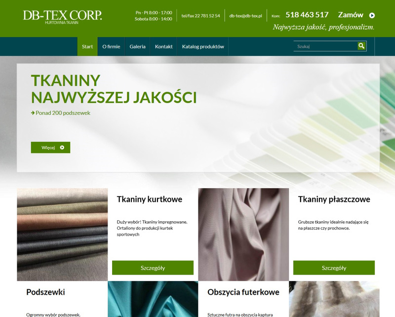 Strona www Db-Tex Corp.