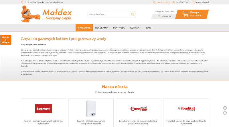 Strona www P.H.U. Małdex