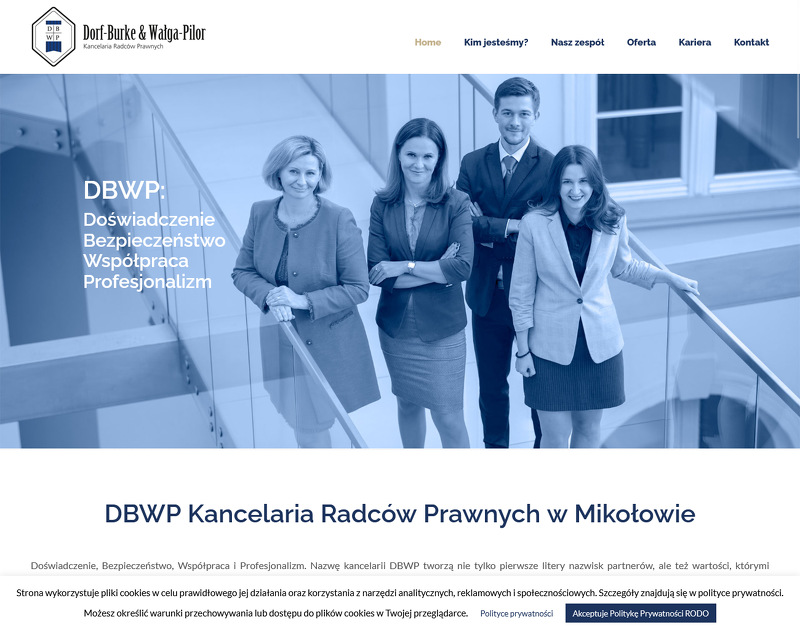 Strona www DBWP Kancelaria Radców Prawnych Dorf-Burke, Wałga-Pilor Sp. p.