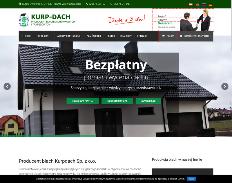 Strona www Kurp-Dach sp. z. o.o