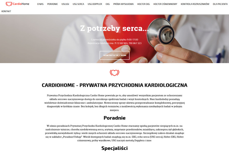 Strona www Przychodnia Kardiologiczna CardioHome