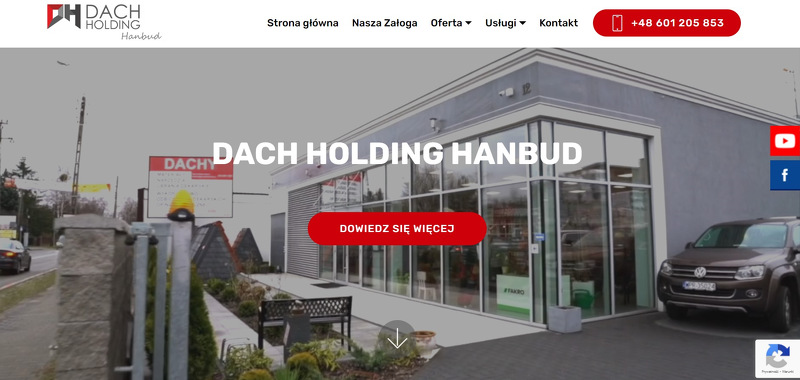 Strona www Dach Holding Hanbud