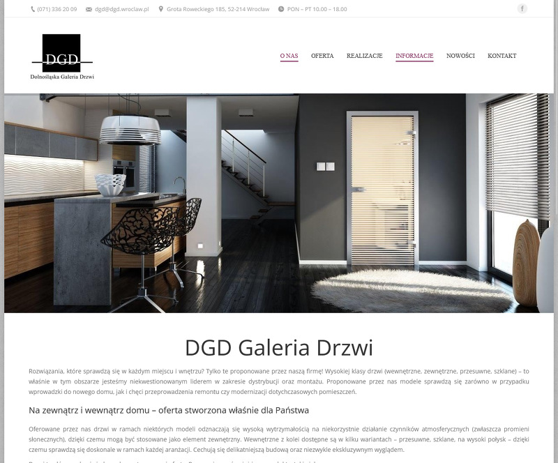 Strona www DGD - Dolnośląska Galeria Drzwi