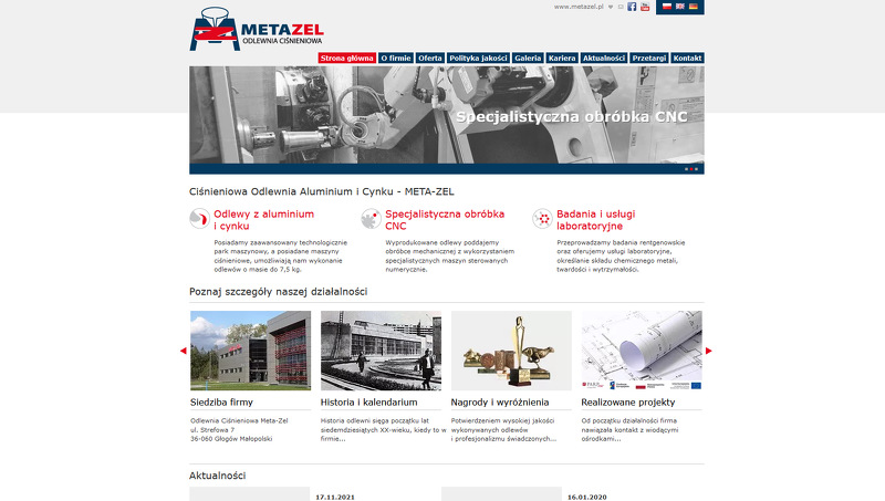 Strona www Meta-Zel Sp. z o.o.