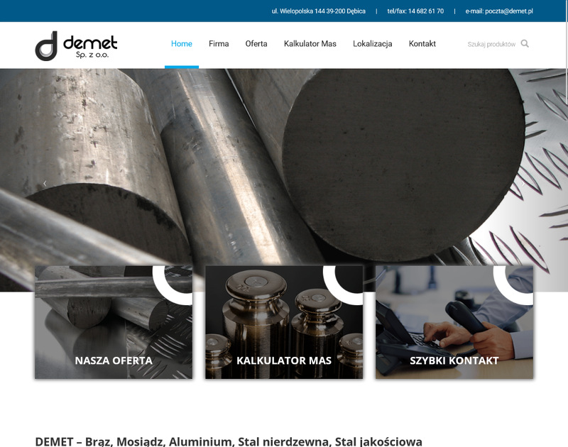 Strona www Demet Sp. z o.o.