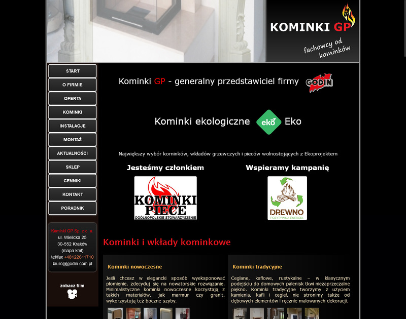Strona www Kominki GP Sp. z o. o.